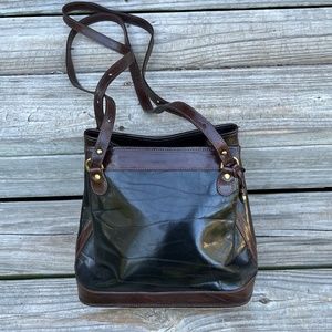 Vintage Brahmin Shoulder Bag Black and Brown Leather Purse